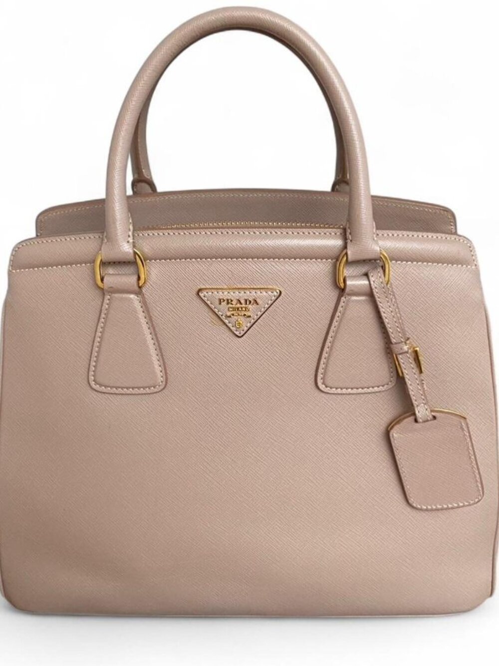 Prada Saffiano Lux Galleria Cammeo Leather Medium Handbag Tote Model BN2412